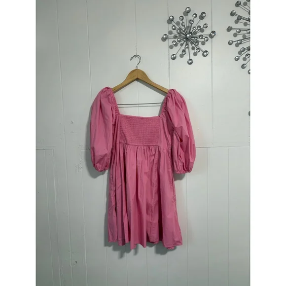 Women's Abercrombie & Fitch Pink Puff Sleeve Mini Dress M - Picture 3 of 6